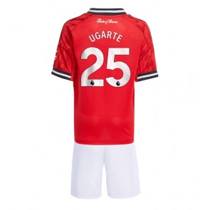 Manchester United Manuel Ugarte #25 Replika Hemmatröja Barn 2025-26 Kortärmad (+ Korta byxor)